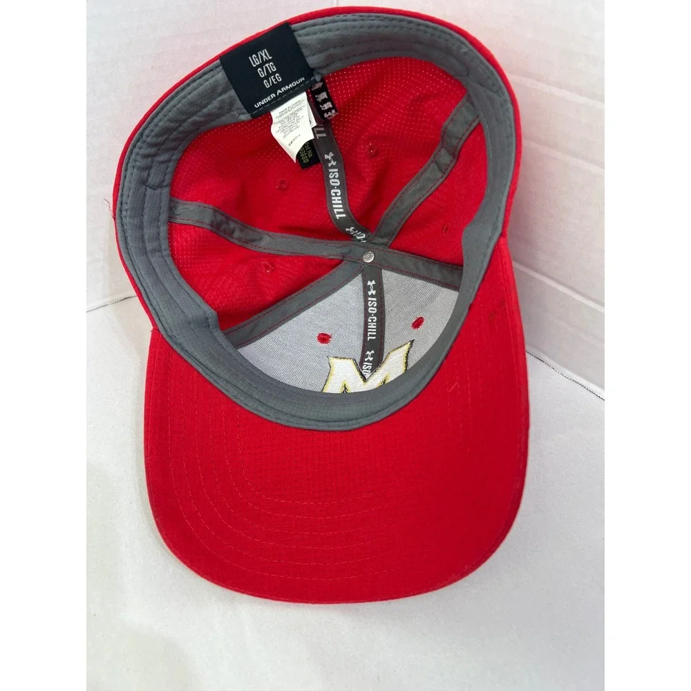 Under Armour Maryland Terrapins Hat L/XL Red Iso-Chill Fitted Cap #1508